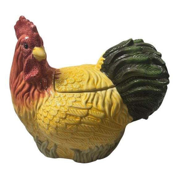 Vintage Ceramic Rooster Cookie Jar Collectible Kitchen Decor 12" L X 10" H Multi - Picture 11 of 12
